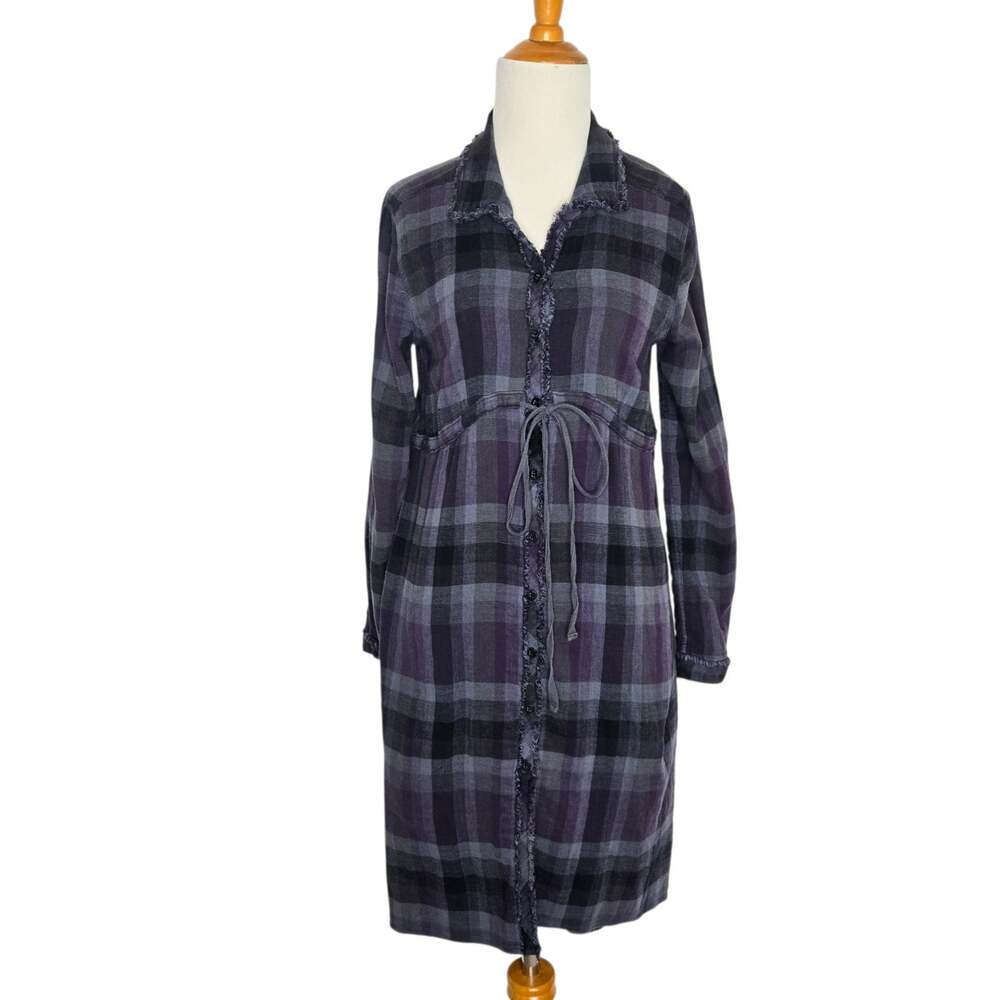 Free People Grunge Plaid Shirt Dress Indie Sleaze Fall Cinched Waist Women Small